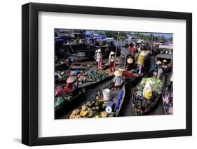 Floating Market of Cai Rang, Can Tho, Mekong Delta, Vietnam, Indochina, Southeast Asia, Asia-Bruno Morandi-Framed Photographic Print