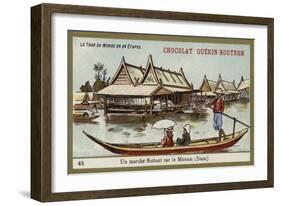 Floating Market on the River Menam, Siam-null-Framed Giclee Print