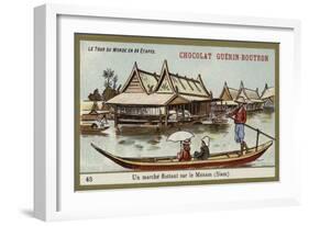 Floating Market on the River Menam, Siam-null-Framed Giclee Print