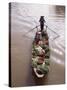 Floating Market Trader and Boat Laden with Vegetables, Phung Hiep, Mekong River Delta, Vietnam-Gavin Hellier-Stretched Canvas