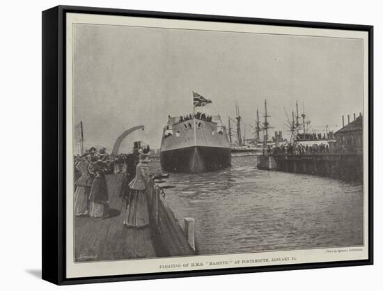 Floating of HMS Majestic at Portsmouth, 31 January-null-Framed Stretched Canvas