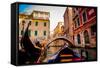 Floating on a Gondola, Venice, UNESCO World Heritage Site, Veneto, Italy, Europe-Laura Grier-Framed Stretched Canvas