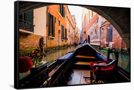 Floating on a Gondola, Venice, UNESCO World Heritage Site, Veneto, Italy, Europe-Laura Grier-Framed Stretched Canvas