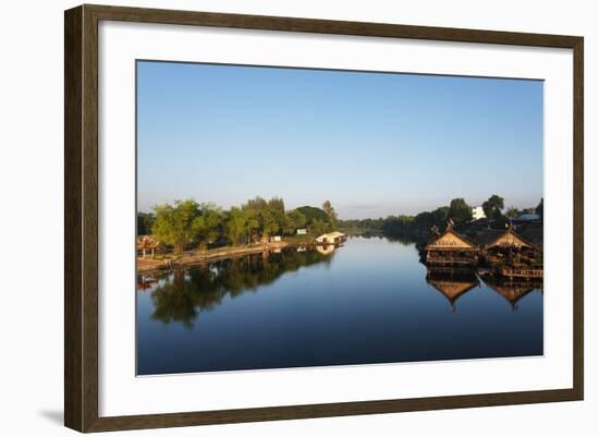 Floating Raft Restaurant on the River Kwai, Kanchanaburi, Thailand, Southeast Asia, Asia-Christian Kober-Framed Photographic Print