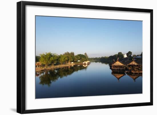 Floating Raft Restaurant on the River Kwai, Kanchanaburi, Thailand, Southeast Asia, Asia-Christian Kober-Framed Photographic Print