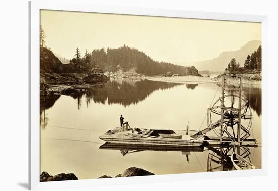 Floating Salmon Wheel, Cascades, 1867-Carleton Emmons Watkins-Framed Giclee Print