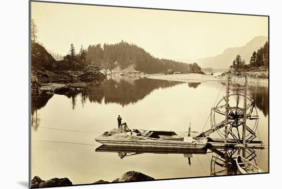 Floating Salmon Wheel, Cascades, 1867-Carleton Emmons Watkins-Mounted Giclee Print