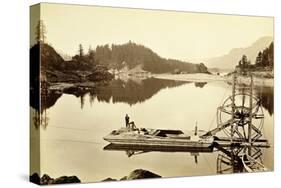 Floating Salmon Wheel, Cascades, 1867-Carleton Emmons Watkins-Stretched Canvas