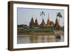 Floating Temple and Monastery, Yele Paya, Kyauktan, Yangonb (Rangoon) Area, Myanmar (Burma), Asia-Tuul-Framed Photographic Print