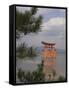 Floating Torii, Viewed Through Pine Tree, Itsuku Shima Jinja, Miyajima, Honshu, Japan-Simanor Eitan-Framed Stretched Canvas