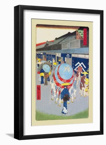 Floating World Showers-Ando Hiroshige-Framed Art Print