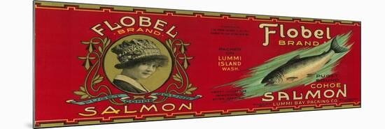 Flobel Salmon Can Label - Lummi Island, WA-Lantern Press-Mounted Premium Giclee Print