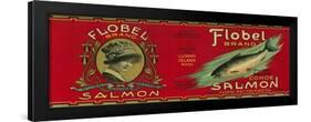 Flobel Salmon Can Label - Lummi Island, WA-Lantern Press-Framed Art Print