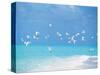 Flock of Birds Migrating Over Seascape-null-Stretched Canvas