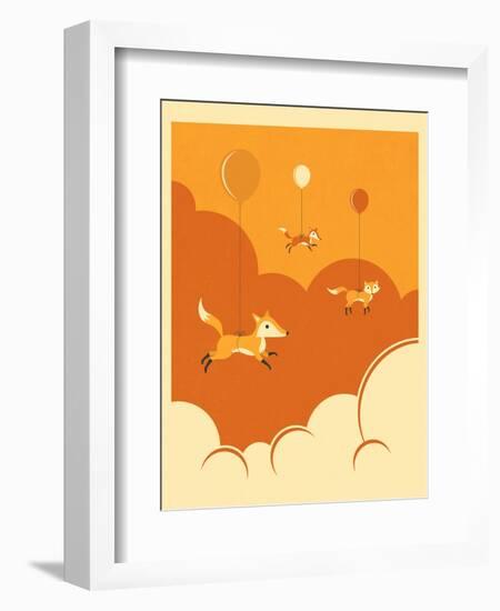 Flock of Foxes-Jazzberry Blue-Framed Art Print