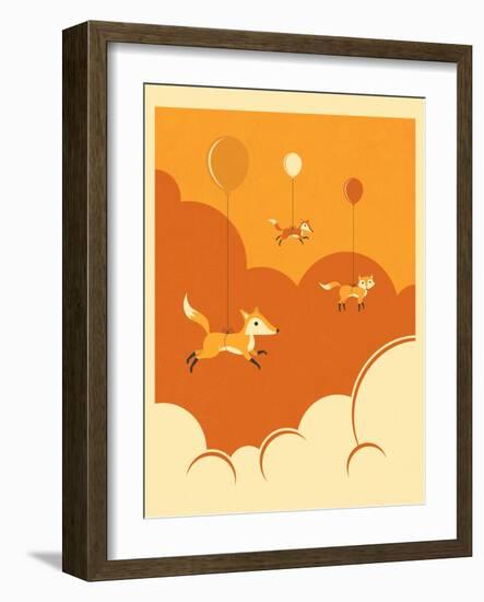 Flock of Foxes-Jazzberry Blue-Framed Art Print