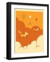 Flock of Foxes-Jazzberry Blue-Framed Art Print