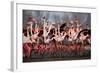 Flock of Greater Flamingo, Phoenicopterus Ruber, Nice Pink Big Bird, Dancing in the Water, Animal I-Ondrej Prosicky-Framed Photographic Print