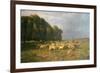 Flock of Sheep in a Landscape-Charles Emile Jacque-Framed Giclee Print