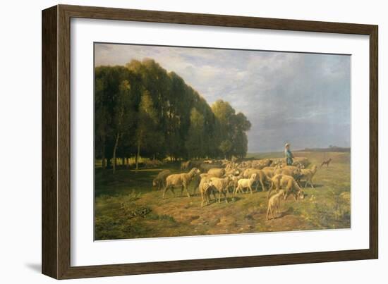 Flock of Sheep in a Landscape-Charles Emile Jacque-Framed Giclee Print