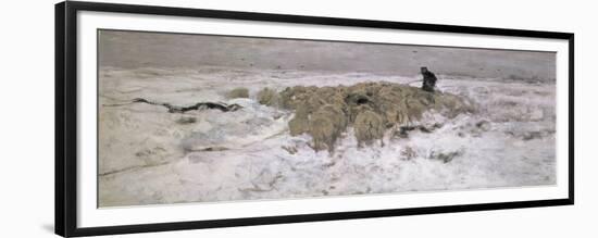 Flock of Sheep in the Snow-Anton Mauve-Framed Giclee Print