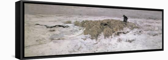 Flock of Sheep in the Snow-Anton Mauve-Framed Stretched Canvas