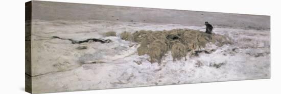 Flock of Sheep in the Snow-Anton Mauve-Stretched Canvas