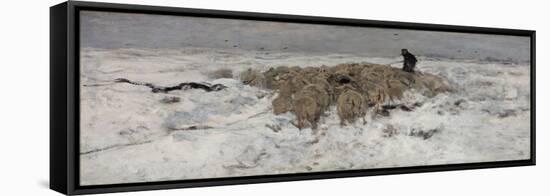 Flock of Sheep with Shepherd in the Snow, 1887-1888-Anton Mauve-Framed Stretched Canvas