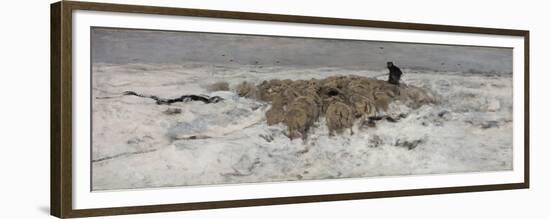 Flock of Sheep with Shepherd in the Snow, 1887-1888-Anton Mauve-Framed Giclee Print