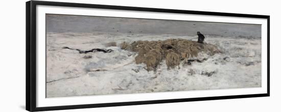 Flock of Sheep with Shepherd in the Snow, 1887-1888-Anton Mauve-Framed Giclee Print