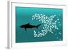 Flock of Small Fish and Shark-Arkela-Framed Art Print