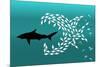 Flock of Small Fish and Shark-Arkela-Mounted Premium Giclee Print