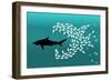 Flock of Small Fish and Shark-Arkela-Framed Art Print