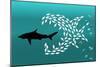 Flock of Small Fish and Shark-Arkela-Mounted Art Print
