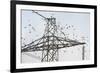 Flock of Starlings (Sturnus Vulgaris) Flying to Roost on Electricity Pylon-Terry Whittaker-Framed Photographic Print