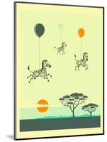 Flock of Zebras-Jazzberry Blue-Mounted Art Print