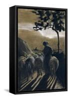 Flock on Road-Giovanni Segantini-Framed Stretched Canvas