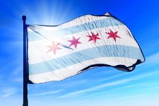 Chicago (Usa) Flag Waving on the Wind-Flogel-Photographic Print