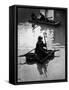 Flood Victim Paddling Boat Fashioned Out of Four Washtubs in the Flood Waters of Mississippi River-Margaret Bourke-White-Framed Stretched Canvas