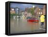 Flooded Car Park in Town Centre in October 2000, Lewes, East Sussex, England, United Kingdom-Jenny Pate-Framed Stretched Canvas