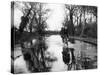 Flooded Country Lane-Fred Musto-Stretched Canvas