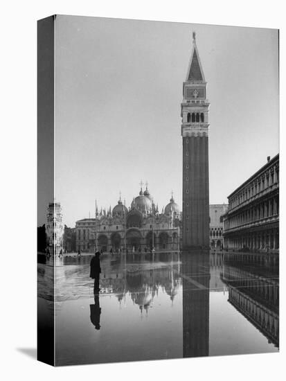 Flooded Piazza San Marco with St. Mark's Church in the Background-Dmitri Kessel-Stretched Canvas