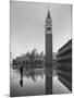 Flooded Piazza San Marco with St. Mark's Church in the Background-Dmitri Kessel-Mounted Photographic Print