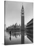 Flooded Piazza San Marco with St. Mark's Church in the Background-Dmitri Kessel-Stretched Canvas