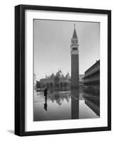 Flooded Piazza San Marco with St. Mark's Church in the Background-Dmitri Kessel-Framed Photographic Print