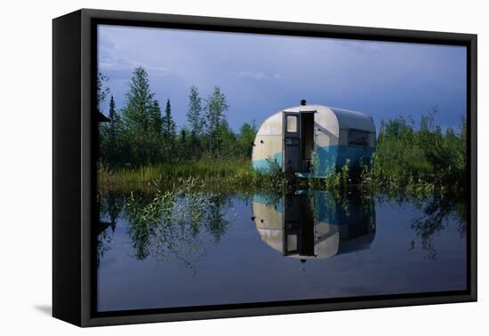 Flooded Trailer Near Alaska Highway-Paul Souders-Framed Stretched Canvas