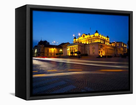 Floodlit National Assembly Building, Ploshtad National Assembly Square, Sofia, Bulgaria, Europe-Dallas & John Heaton-Framed Stretched Canvas