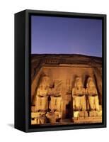 Floodlit Temple Facade and Colossi of Ramses II (Ramesses the Great), Abu Simbel, Nubia, Egypt-Upperhall Ltd-Framed Stretched Canvas