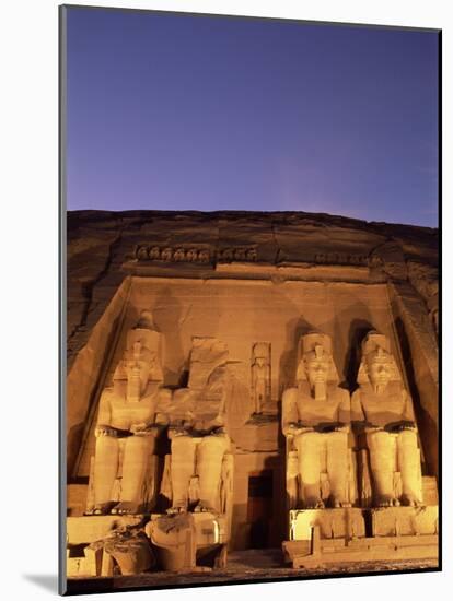 Floodlit Temple Facade and Colossi of Ramses II (Ramesses the Great), Abu Simbel, Nubia, Egypt-Upperhall Ltd-Mounted Photographic Print