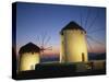 Floodlit Windmills at Night, Mykonos Town, Mykonos, Cyclades, Greek Islands, Greece, Europe-Lee Frost-Stretched Canvas